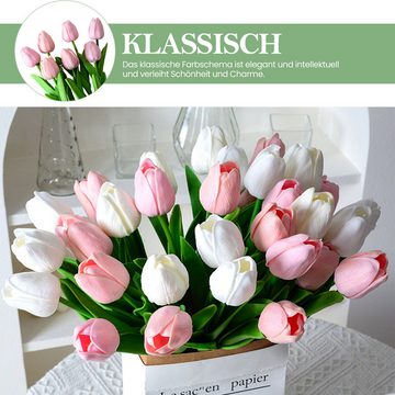 Kunstblumenstrauß 10 pcs Künstliche Blumen Tulpen, MAGICSHE, Realistische dekorative Blumen,Valentinstagsgeschenk