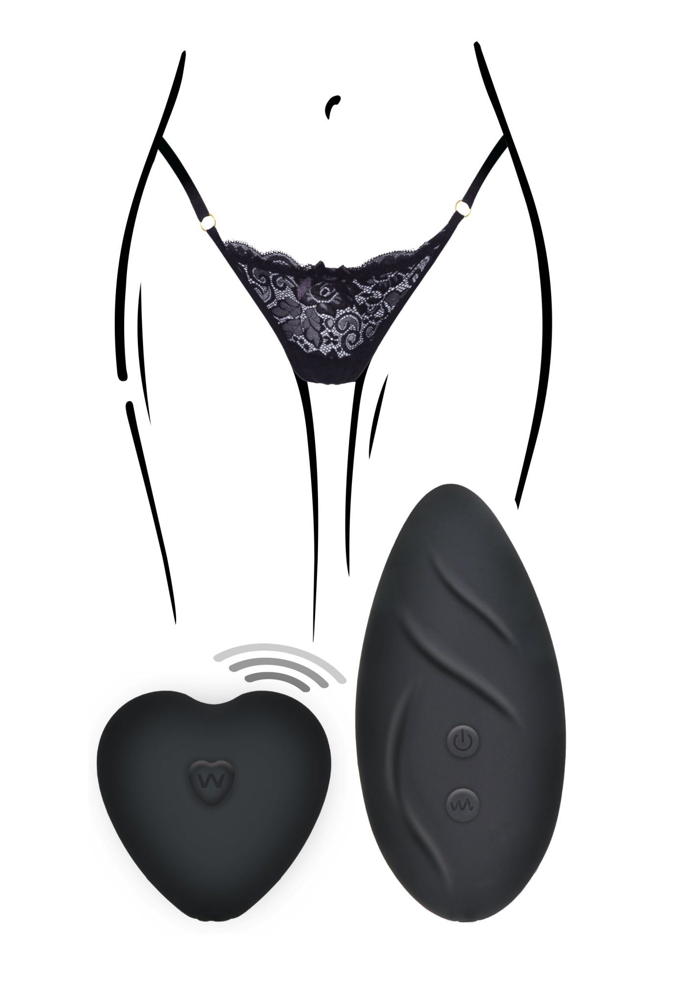 TOYJOY Paar-Vibrator Angel Panty Vibrator mit Fernbedienung inkl. String - schwarz