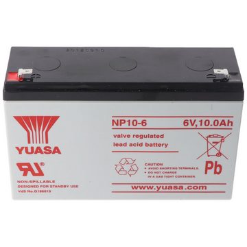 Yuasa Yuasa NP10-6 Blei Akku 6 Volt mit 10Ah und Faston 4,8mm Kontakten Akku 10000 mAh (6,0 V)