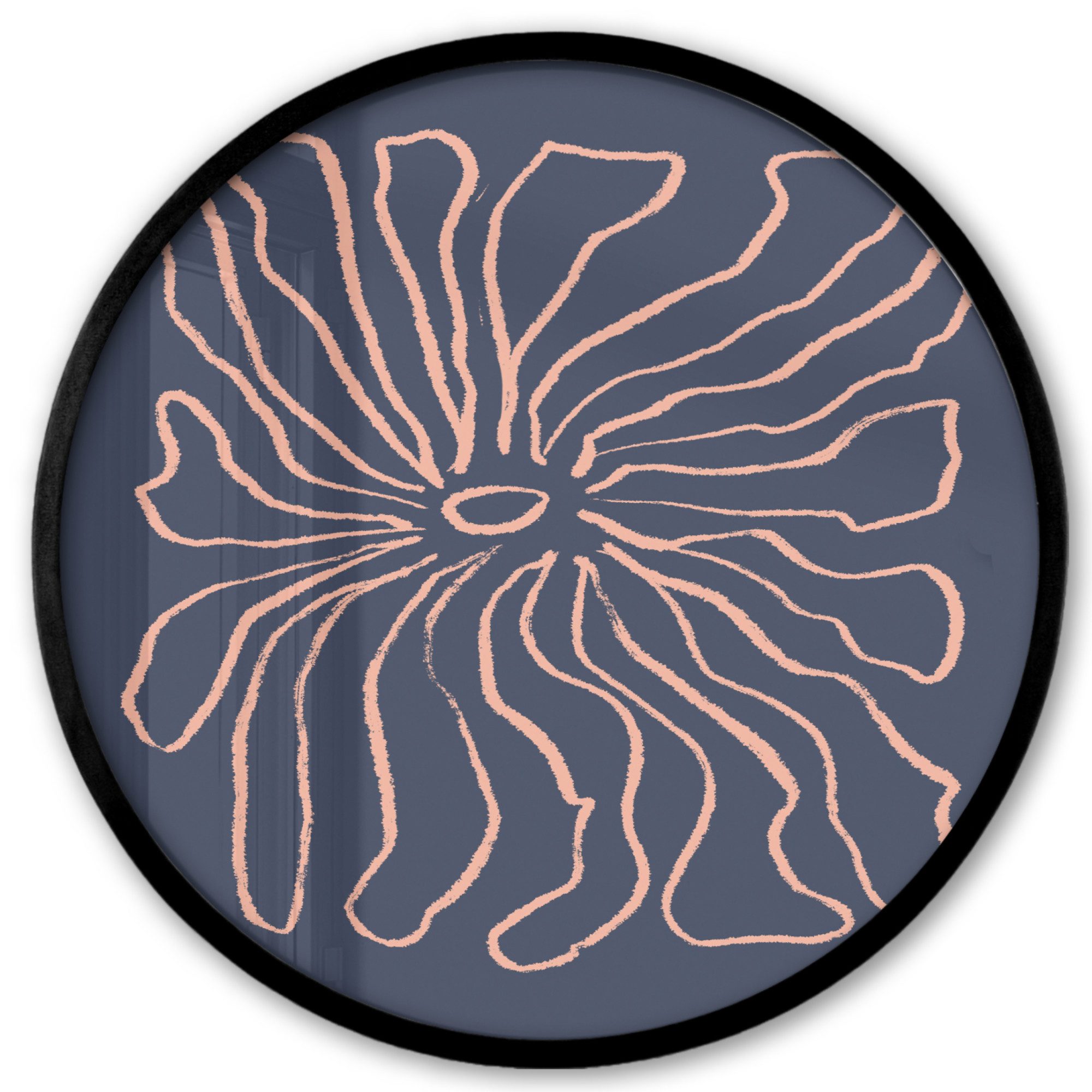 MuchoWow Poster Rund - Blumen - Bohème - Rosa - Pastell, (1 St), Runde Wandbilder, Deko für Wohnzimmer und Schlafzimmer, 40x40 cm