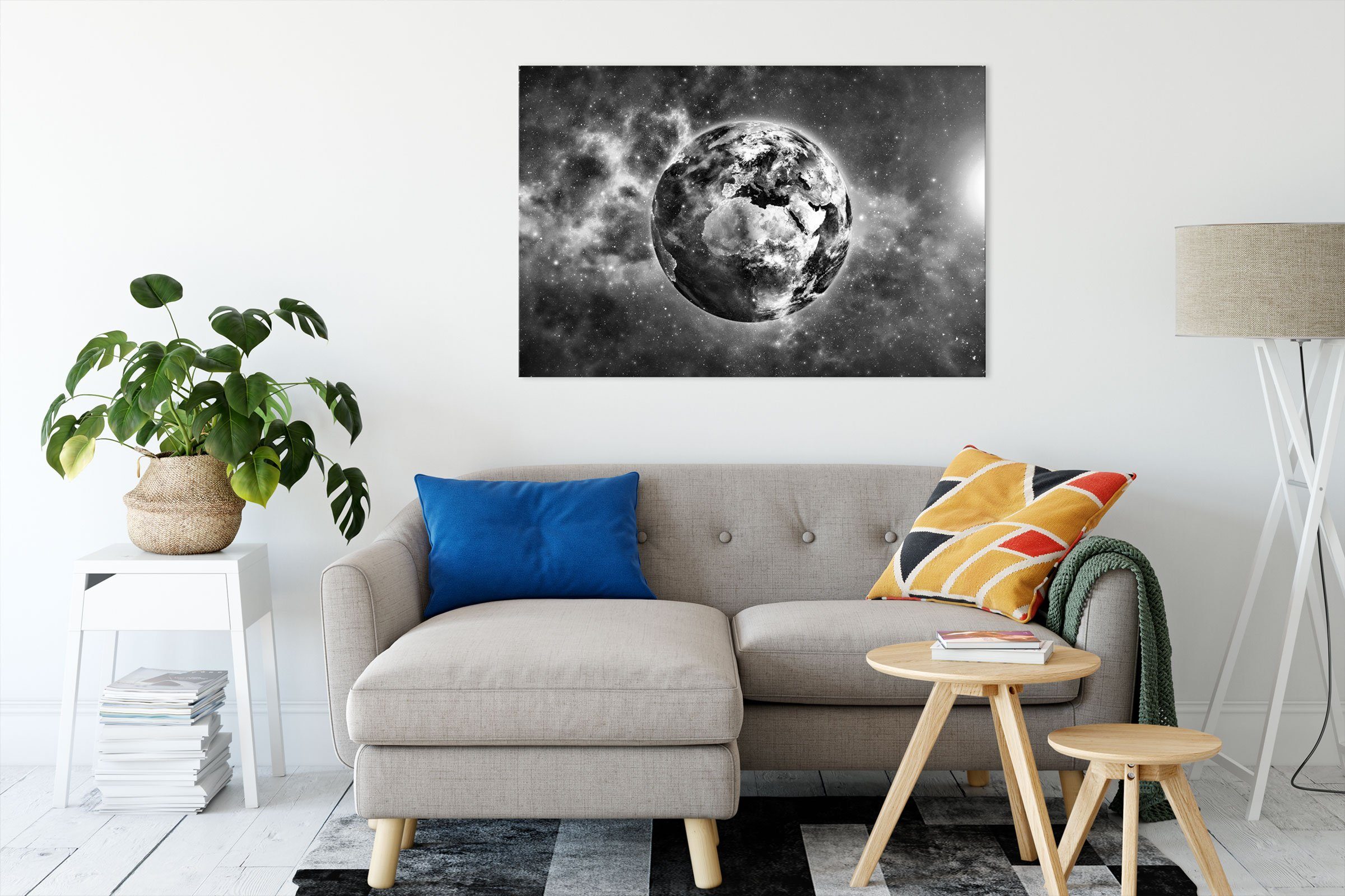 Pixxprint Leinwandbild Erde im Universum, Erde im Universum (1 St), Leinwandbild fertig bespannt, inkl. Zackenaufhänger