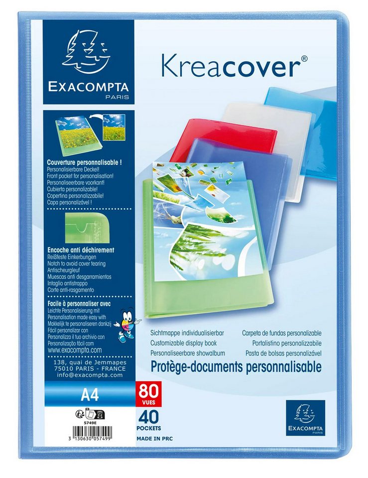 Thumbnail - EXACOMPTA Prospekthülle 10x Sichtmappe PP 500µ + 40 Hüllen Kreacover, A4, sortiert, 5749E, Sichtmappen geschweisst