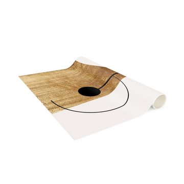 Teppich Vinyl Wohnzimmer Schlafzimmer Flur Küche Abstrakt modern, Bilderdepot24, rechteckig - gold glatt, nass wischbar (Küche, Tierhaare) - Saugroboter & Bodenheizung geeignet