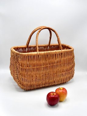 MyBer® Handtasche Weidentasche Weidenkorb Korb Einkaufskorb aus Weide geflochten (1-tlg), braun mit pflegeleichter Stoffeinlage, handgefertigt!
