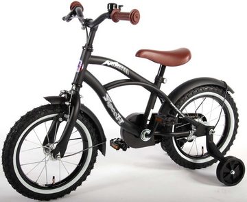 Volare Kinderfahrrad 14 Zoll Kinder Jungen Fahrrad Kinderrad Rad Bike Cruiser Schwarz 41401, 1 Gang, Rücktrittbremse, Stützräder