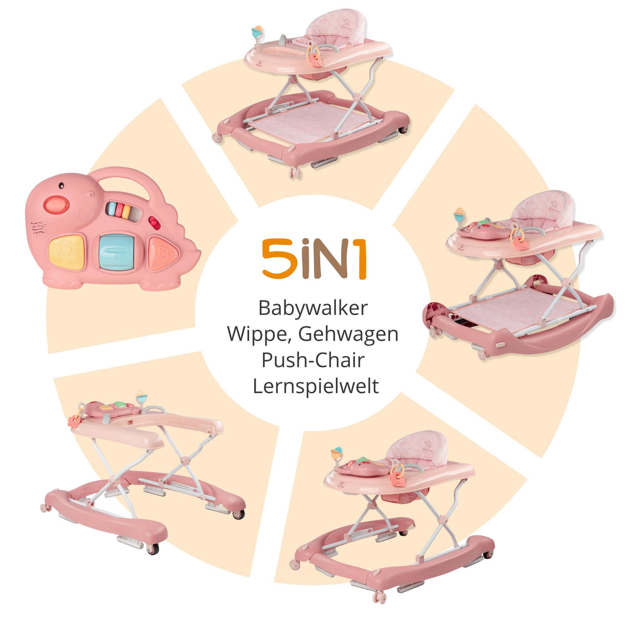 Bronea Lauflernhilfe Happy Life 5-in-1 Gehfrei Baby Babywalker Lauflernwage günstig online kaufen