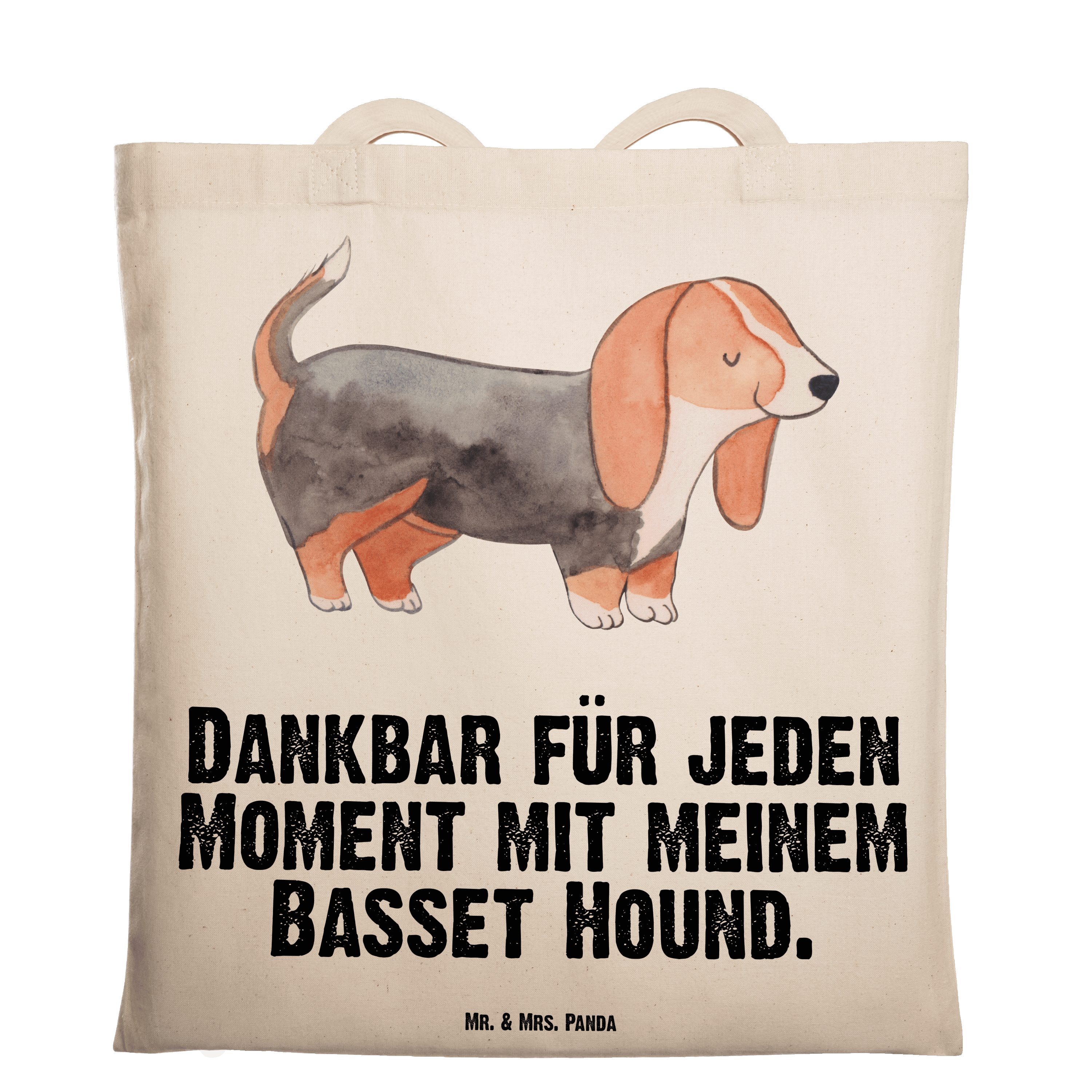 Mr. & Mrs. Panda Tragetasche J - Geschenk, Basset Transparent - Hound Beuteltasche, (1-tlg) Moment Beutel