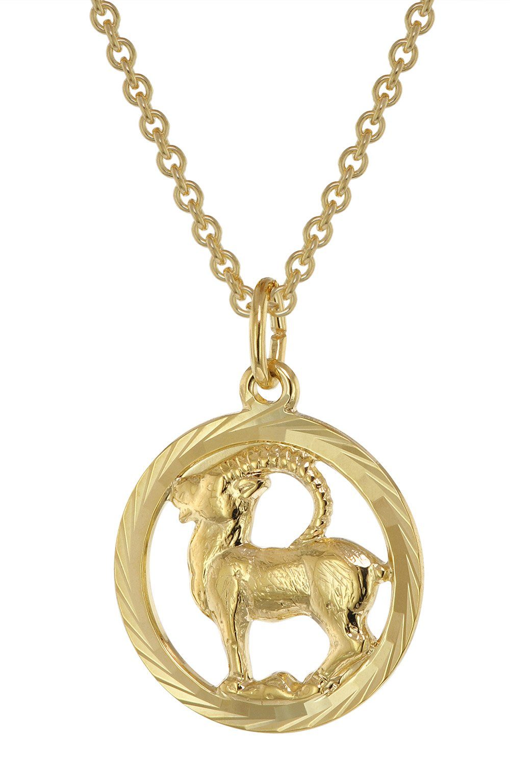 trendor Kette mit Anhänger Sternzeichen Steinbock Gold 333 Anhänger Ø 16 mm +