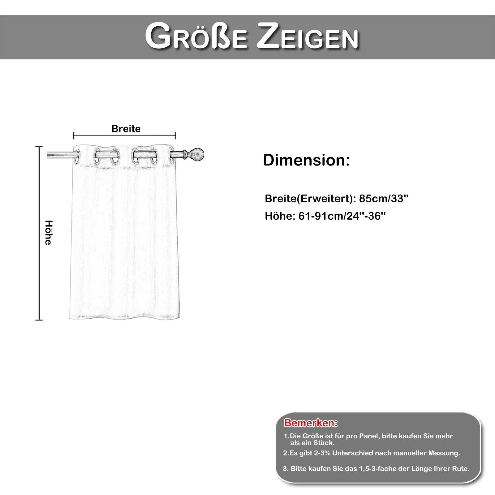 Kurzgardine (1 Büros, Scheibengardine Blickdicht Sunicol, Wohnzimmer Küchen, mit Vorhänge Öse Küche für Bistrogardine Grau St), Verdunkelungsgardinen Fenster Schlafzimmer