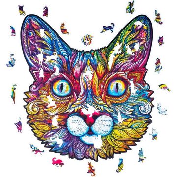 Unidragon Puzzle UNIDRAGON Holzpuzzle Tier – Beeindruckende Katze – 300 Teile, Puzzleteile