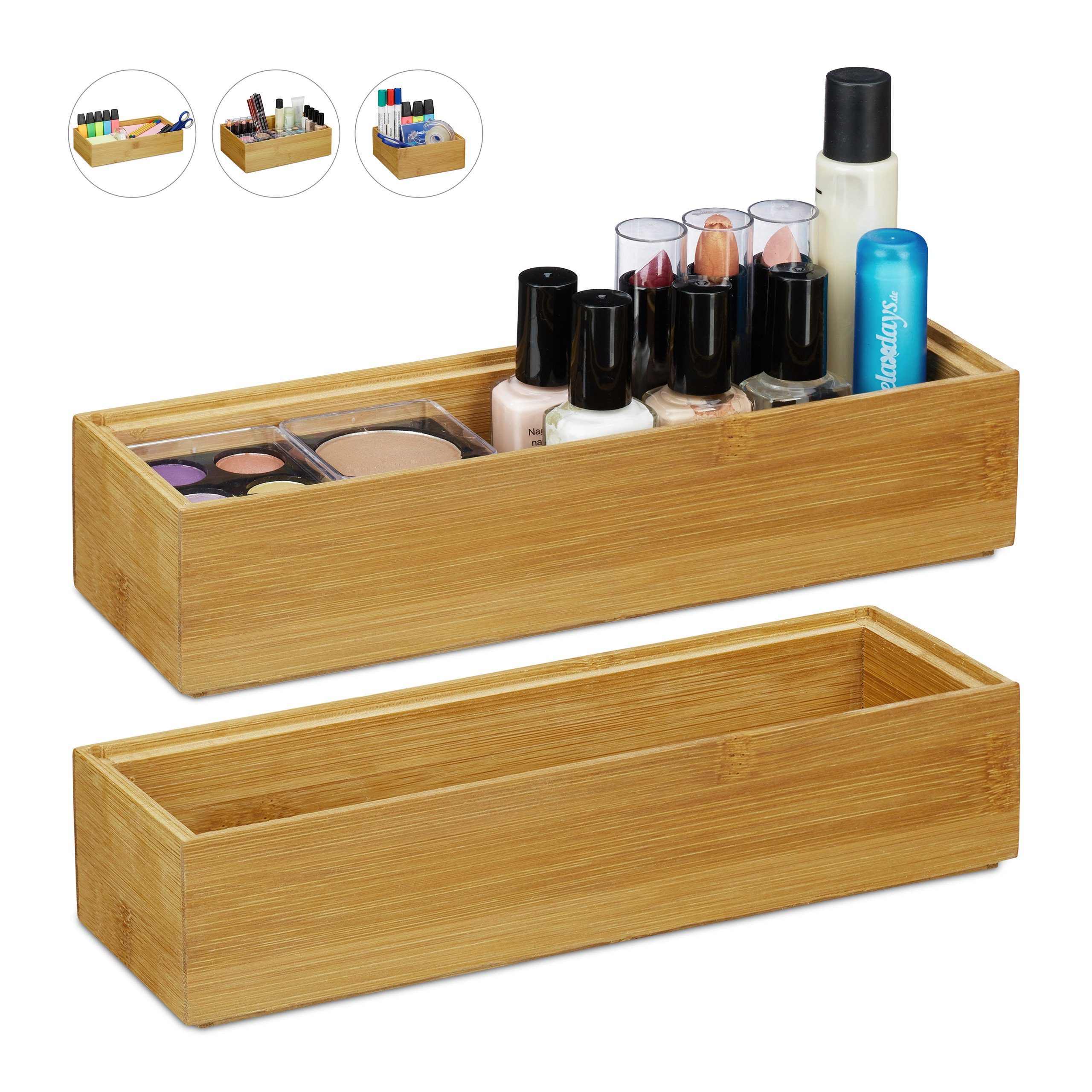 relaxdays Aufbewahrungsbox 2 x Ordnungsbox Bambus günstig online kaufen