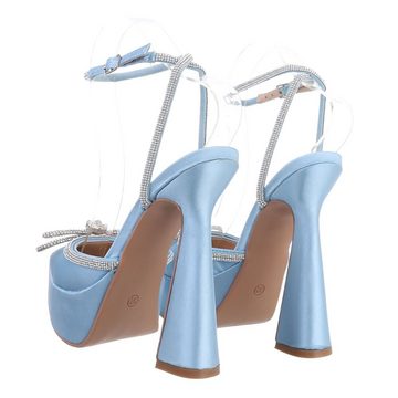 Ital-Design Damen Abendschuhe Party & Clubwear Plateaupumps Blockabsatz High Heel Pumps in Hellblau