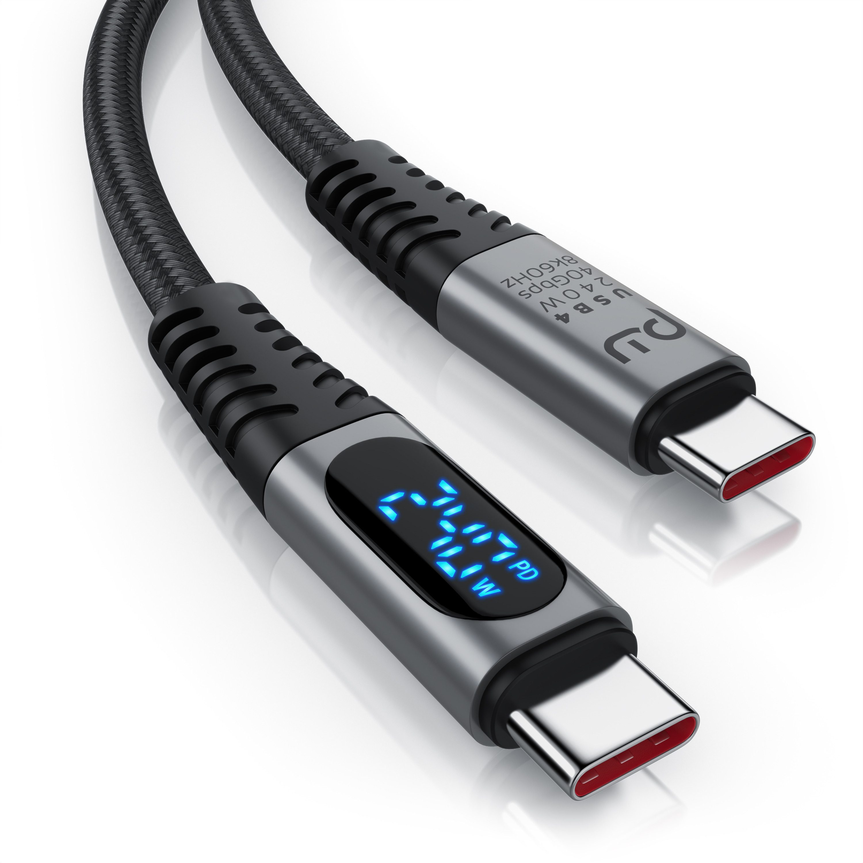 Primewire Thunderbolt 3 Kabel, USB 4 Typ C, Schnellladekabel mit Display USB-Kabel, USB-C, USB-C (50 cm), Gen 3x2-100 Watt Ladekabel / Datenkabel 40 Gbit/s mit Display, 0,5m von Primewire