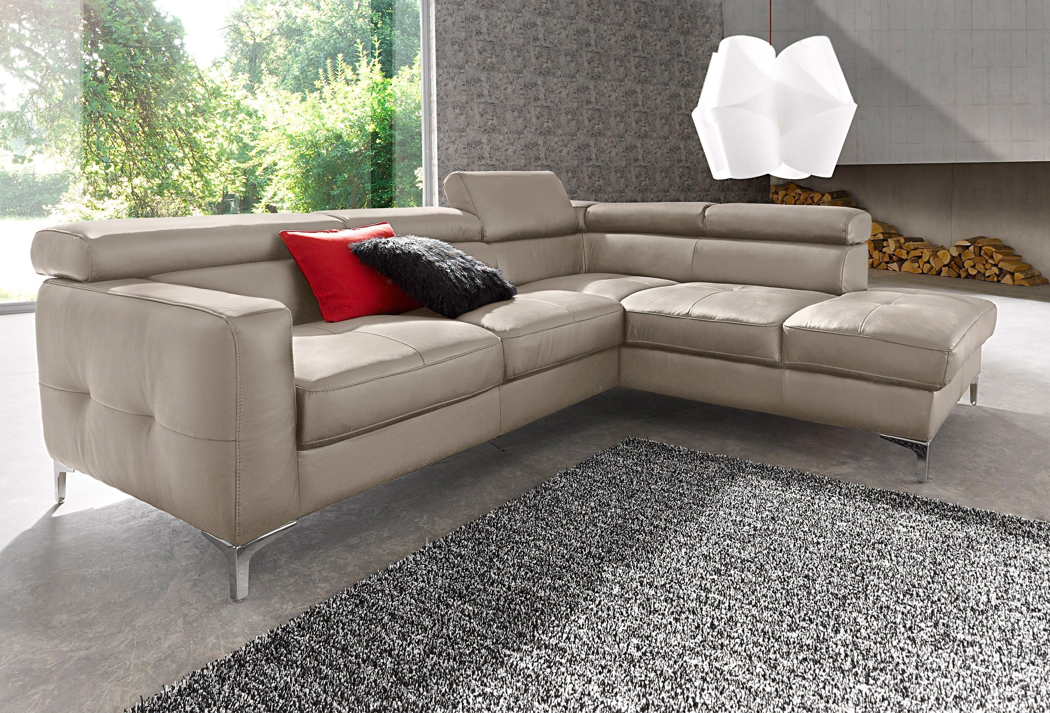 COTTA Polstergarnitur Sammy L-Form, (Set), Set bestehend aus: Ecksofa mit Kopfteilverstellung & Hocker