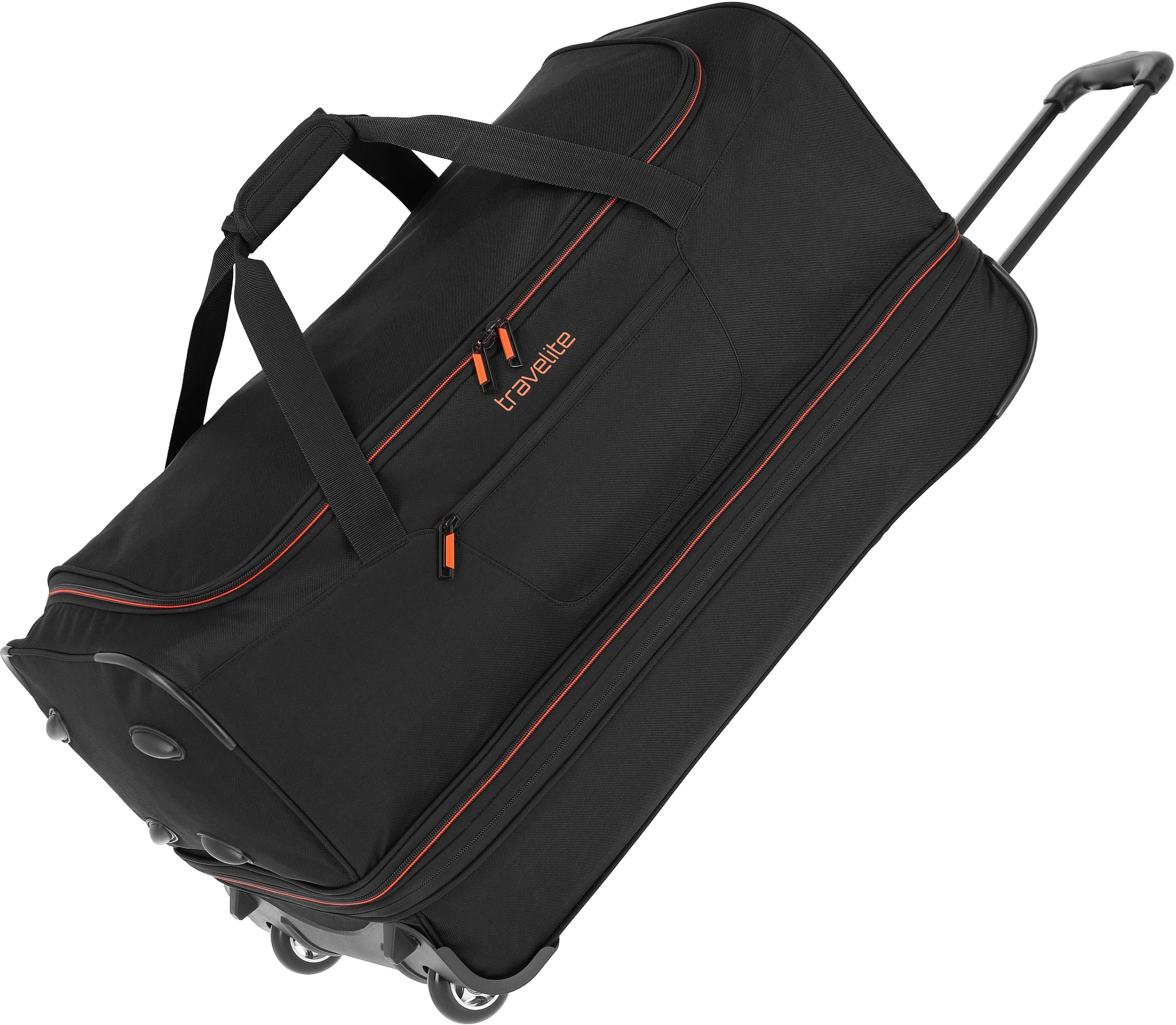 Trolleyfunktion Basics, travelite 70 schwarz-blau und cm, Volumenerweiterung mit Reisetasche