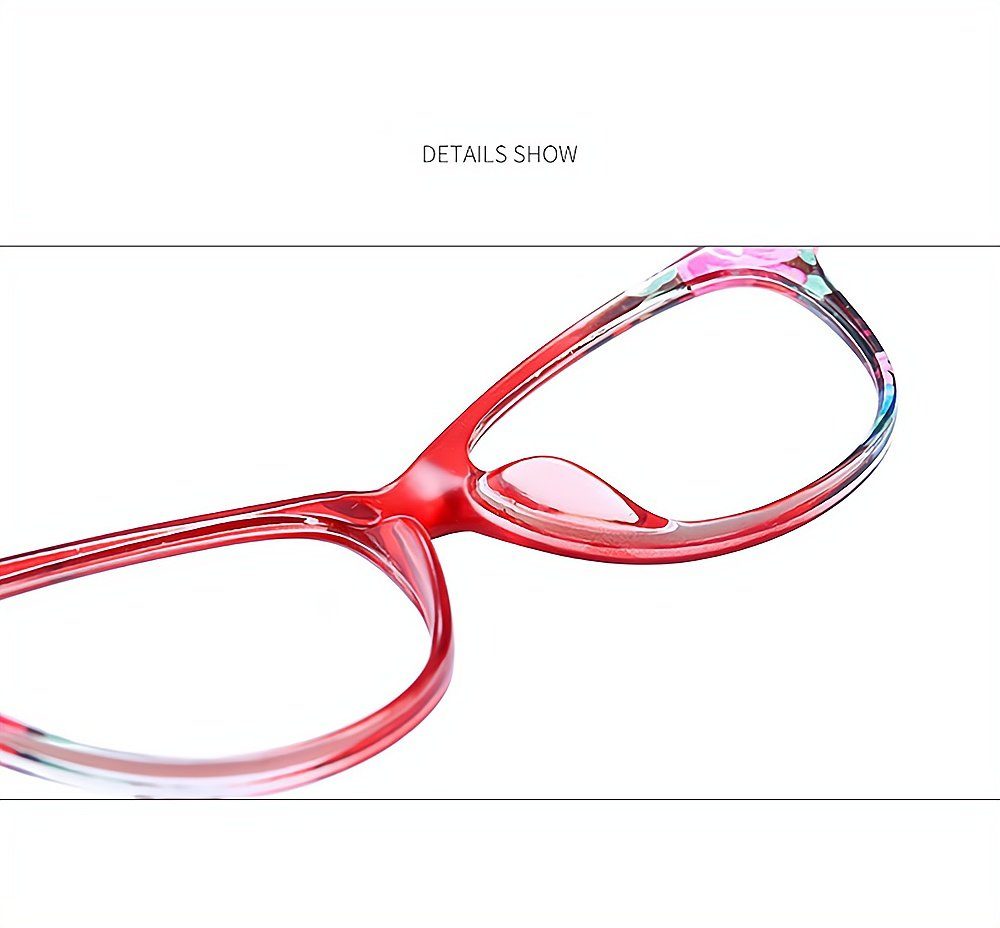 Lesebrille rot Rahmen blaue bedruckte Gläser presbyopische anti Mode PACIEA
