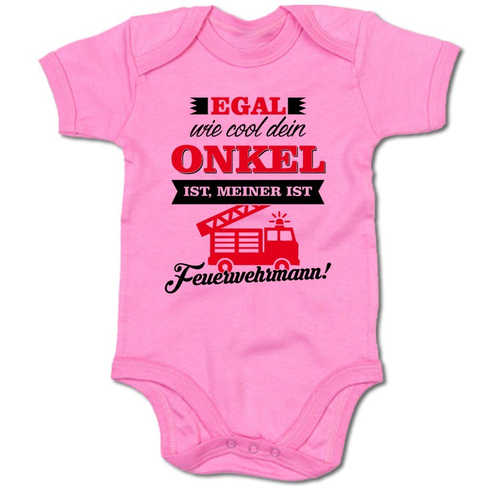 G-graphics Kurzarmbody Egal wie cool dein Onkel ist, meiner ist Feuerwehrmann! Baby Body mit Spruch / Motiv / Aufdruck • für/von Tante & Onkel
