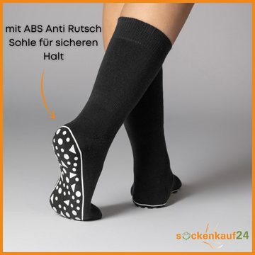 sockenkauf24 ABS-Socken 2, 4, 6 Paar Damen & Herren Anti Rutsch Socken Baumwolle (Schwarz, Blau, Grau, 2-Paar, 47-50) Stoppersocken Noppensocken - 21395 WP
