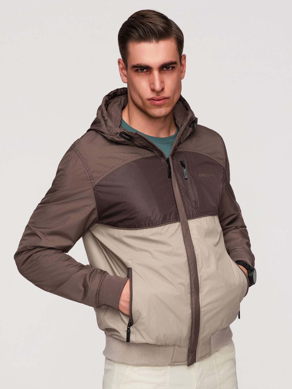OMBRE Allwetterjacke Leichte farbige Herren-Sportjacke mit Fleece