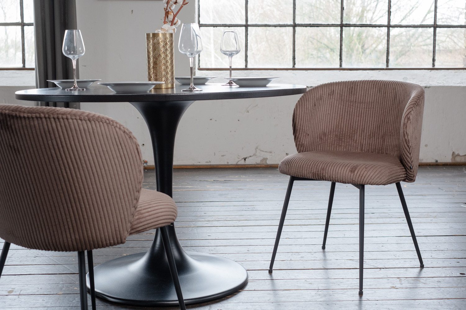 KAWOLA Esszimmerstuhl LENA Bequemer Polsterstuhl - Moderner Designstuhl (1 St), Cordbezug. Stahlbeine. Bequemer Sitz. Modernes Design. – Bild 5 von 5