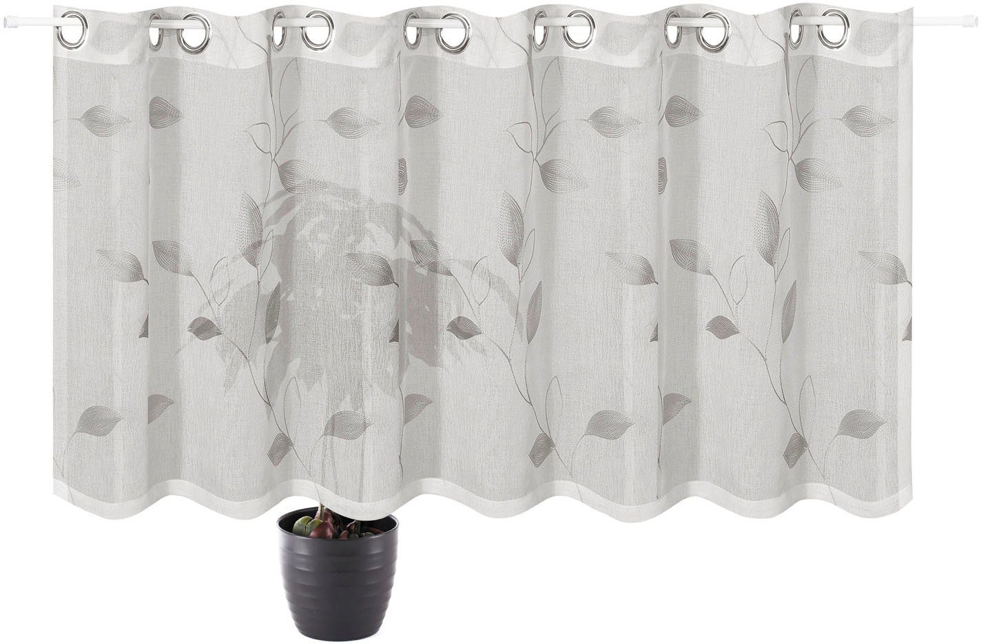 Gerster Gardine Orella (1 St), Ösen, transparent, Wirkware, Ösenpanneau bestickt