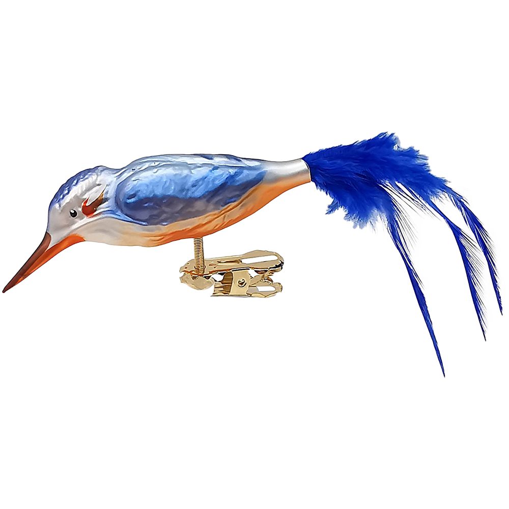 Schatzhauser Christbaumschmuck Eisvogel, Glasvogel 9cm/15cm Naturfedern (1-tlg), mundgeblasen, handbemalt