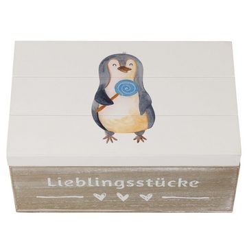 Mr. & Mrs. Panda Dekokiste 19 x 12 cm Pinguin Lolli - Weiß - Geschenk, Kind, Süßigkeiten, Rabauk (1 St), Hochwertiges Holzfaser