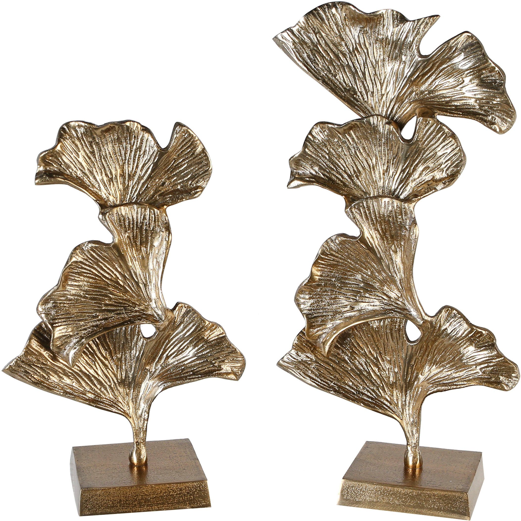 GILDE Dekoobjekt Skulptur Ginkgo, gold (1 St), aus Metall, in 2 Größen erhältlich, Wohnzimmer