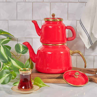 Karaca Teekanne »Karaca Troy Rot Teekannen Set, Tee, Tea, Tea Maker Türkische Teekanne, Tea Pot«