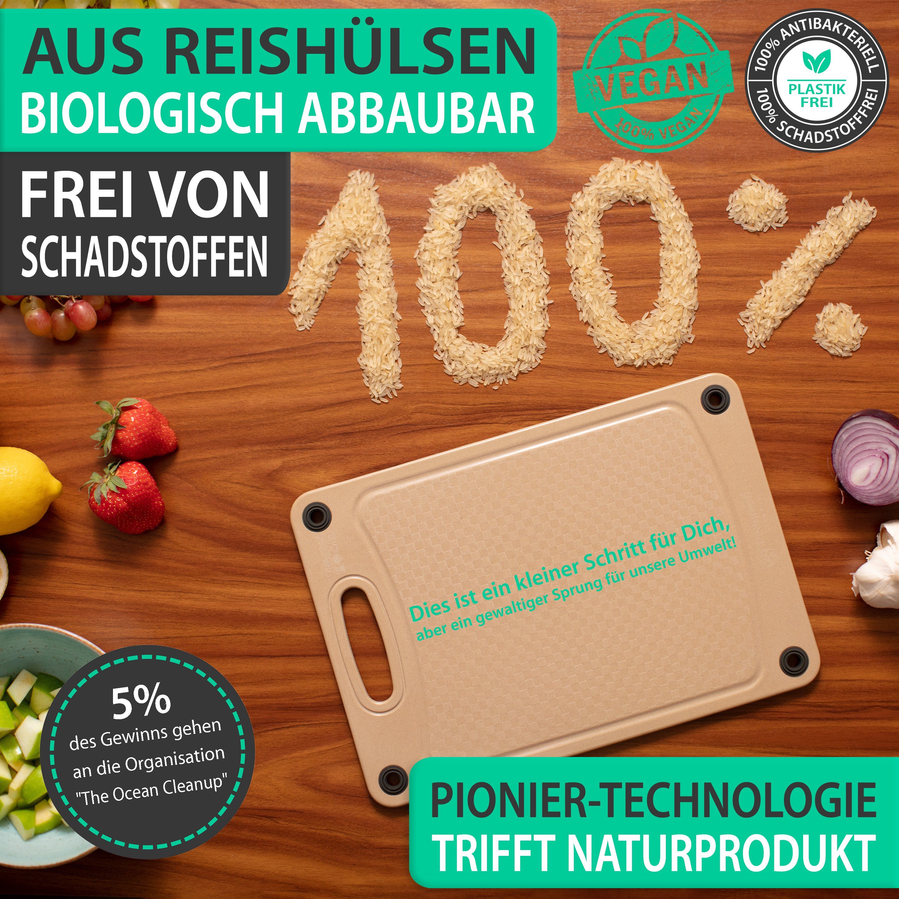 freegreen® Schneidebrett PREMIUM« aus Reishülsen I Größe 29x19cm I 100% biologisch abbaubar, Aus nachwachsenden Rohstoffen hergestellt – Bild 4 von 5