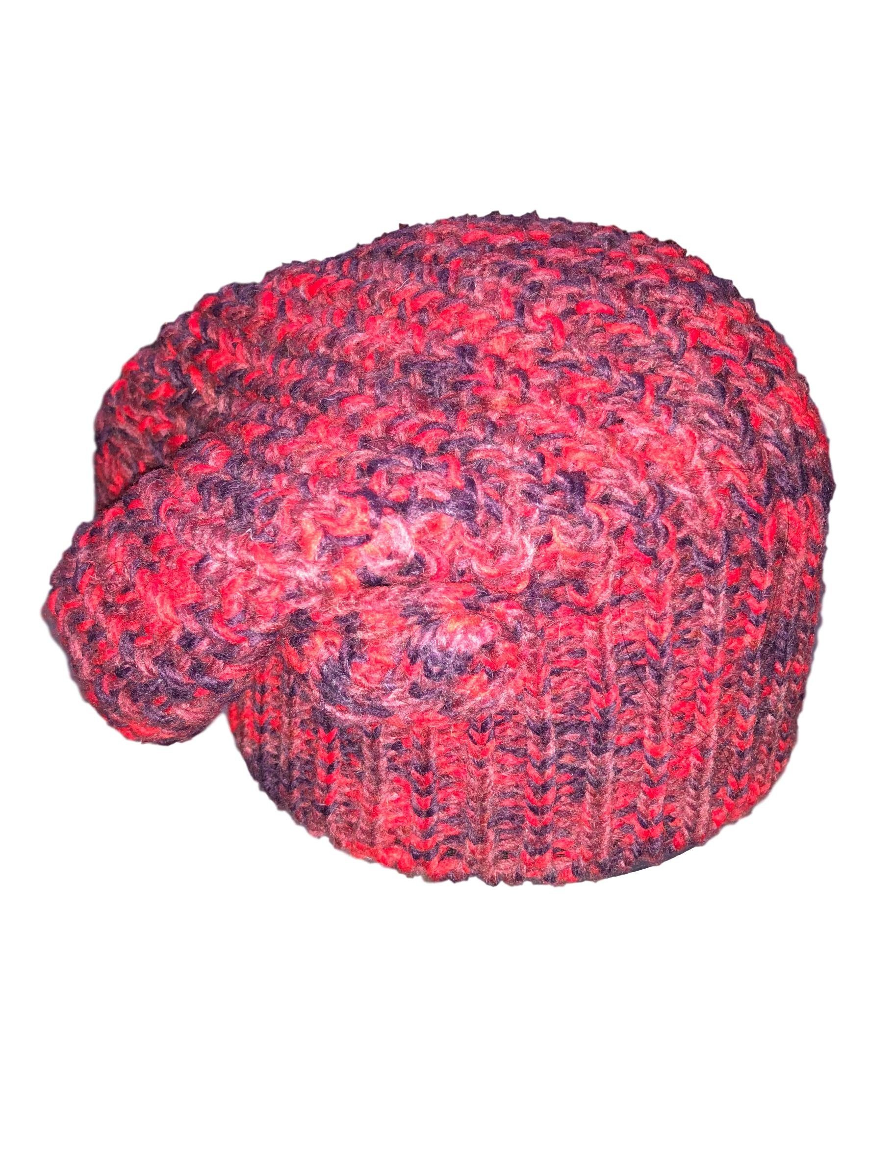 Mayser Strickmütze Mayser Mütze Strickmütze mit Blume rot Slouch