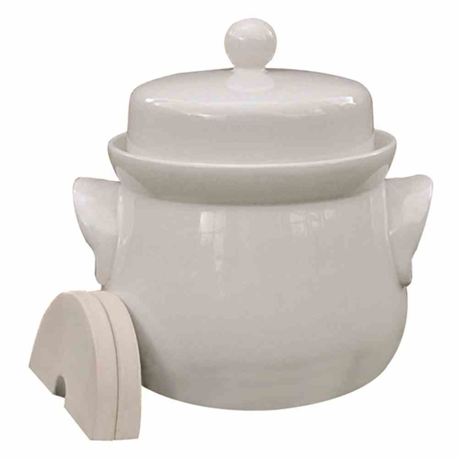 Steinzeug-Schmitt Gärtopf Mini-Gärtopf creme 1,0 l mit Deckel und passenden Steinen, Keramik