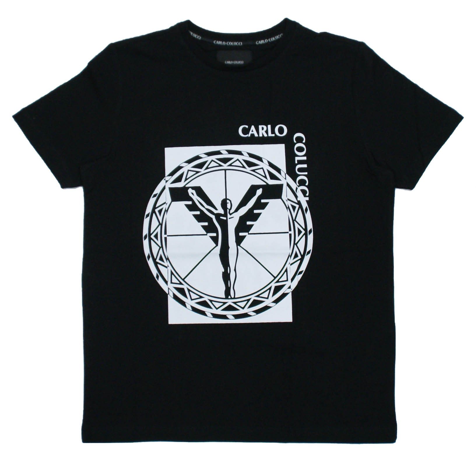 CARLO COLUCCI T-Shirt Block Logo Print (1-tlg) Schwarz