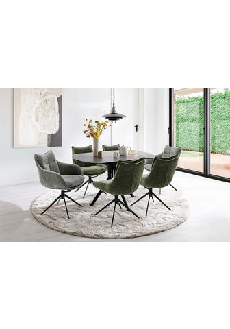 MCA furniture Valgomojo stalas RUBIKON Stalas 90-135 cm (Einzelstück) Keramik metalas Längsseitenauszug išskleidžiamas 13 mm