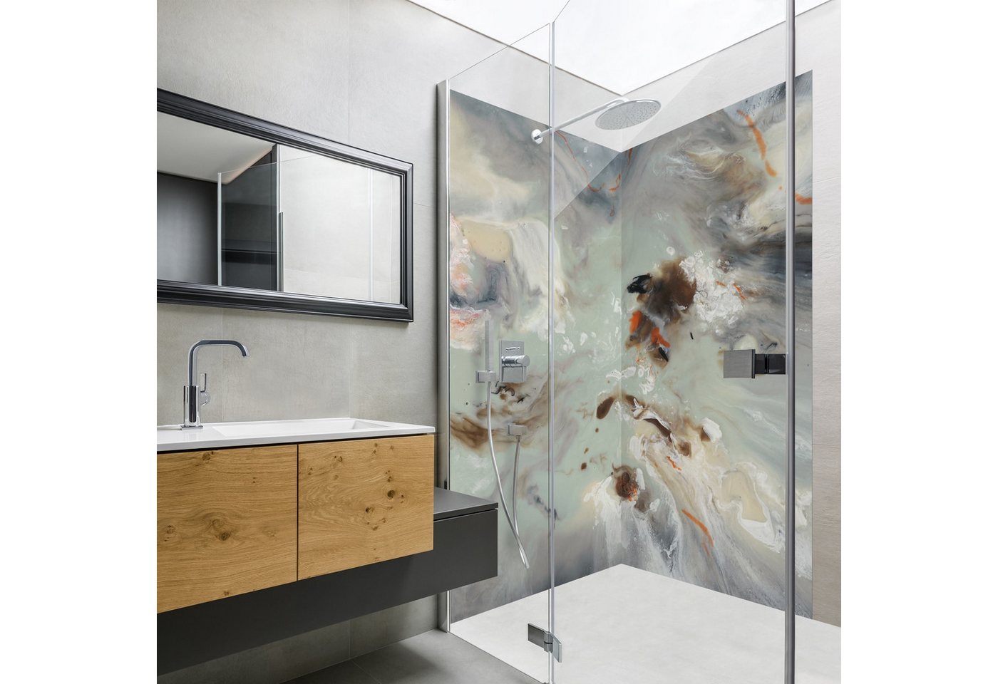 Thumbnail - Bilderdepot24 Duschrückwand Abstrakt pastell Duschrückwand ohne Bohren Dusche, (2-tlg., 0,61 mm starke Folie selbstklebe...