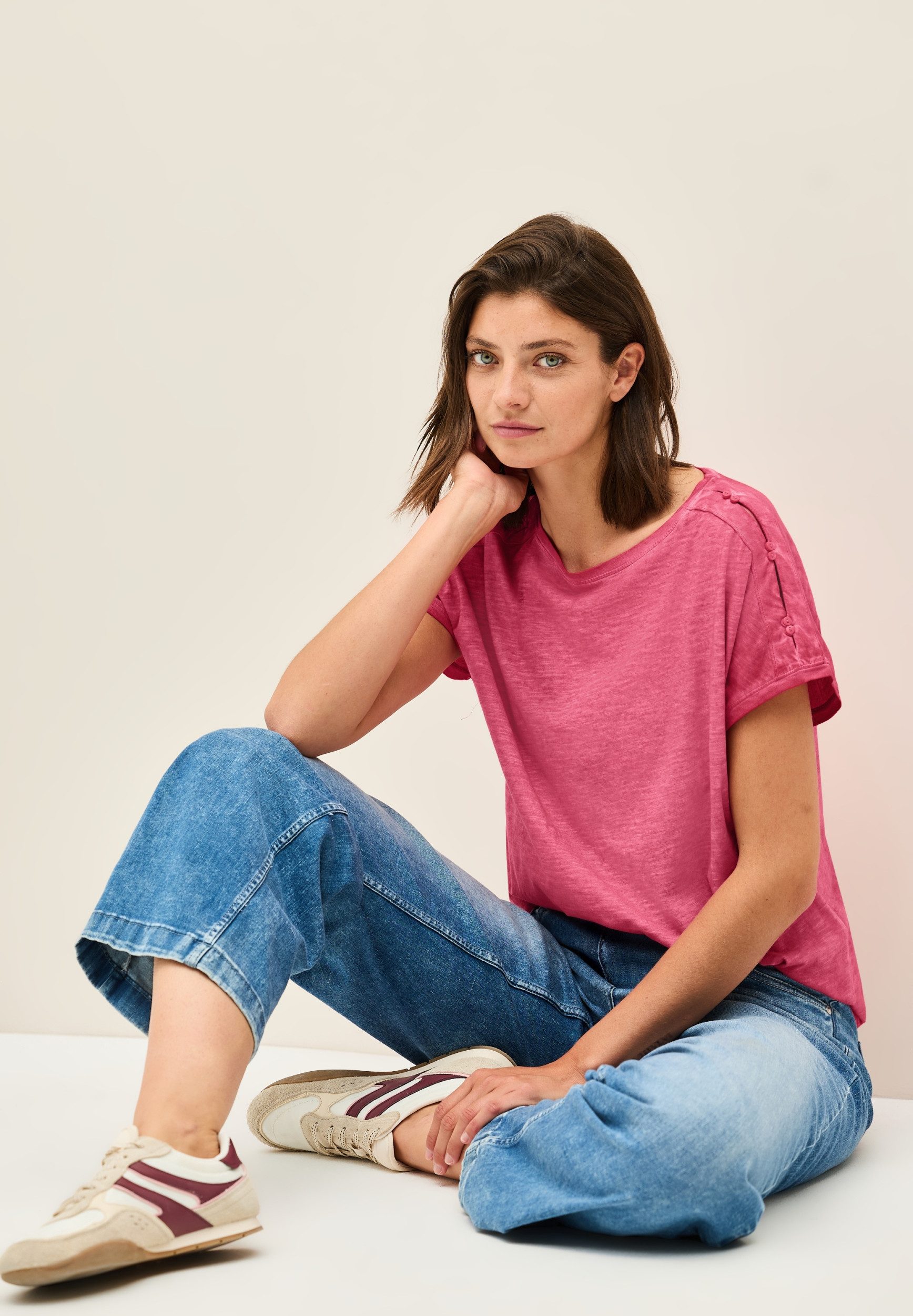 CECIL T-Shirt NOS GMD Button Shoulder T-Shir glazed apple red günstig online kaufen