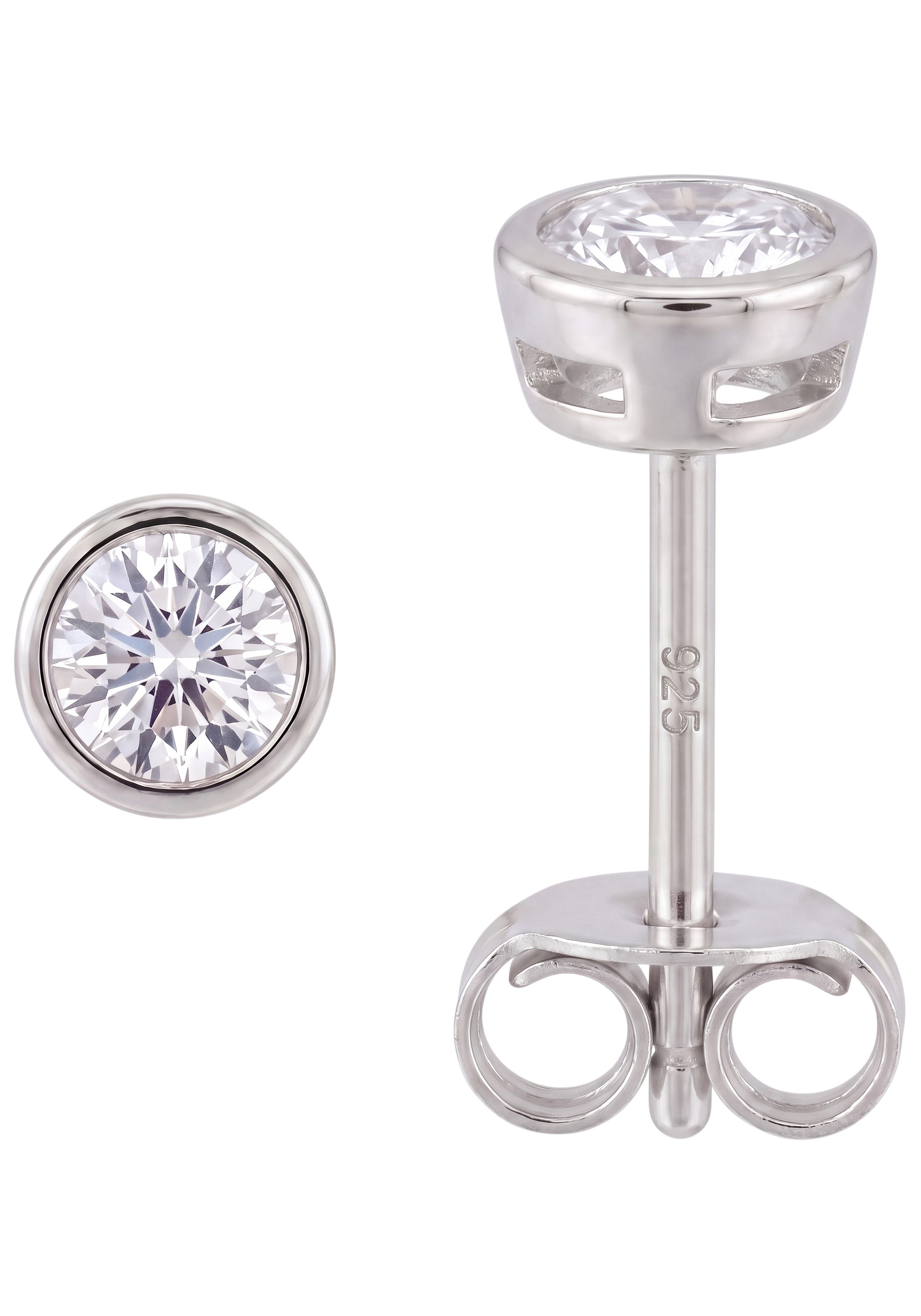 JOBO Paar Ohrstecker, rund 925 Silber mit Zirkonia