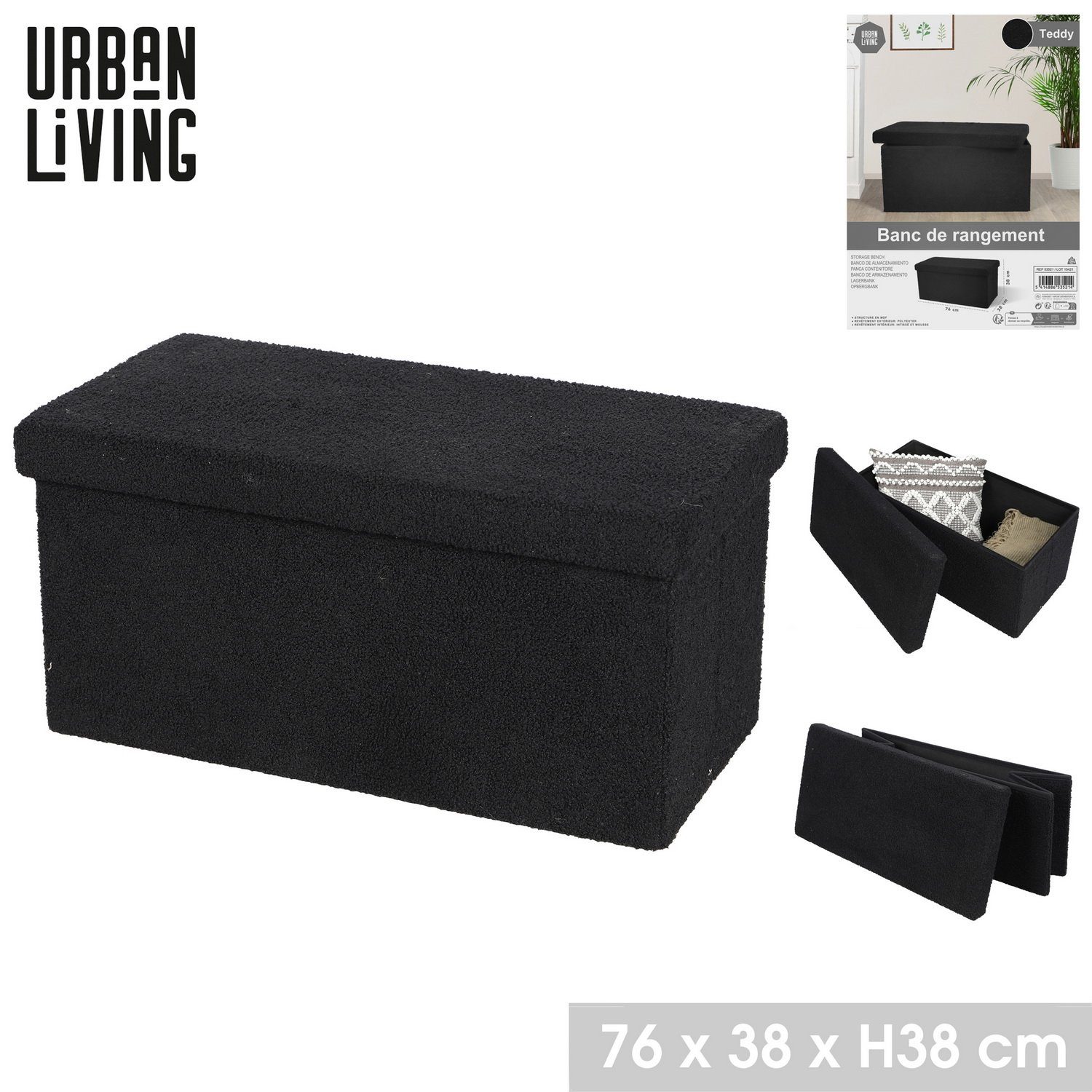 Urban Living Truhenbank Sitzbank mit Stauraum TEDDY Sitztruhe mit Aufbewahr günstig online kaufen