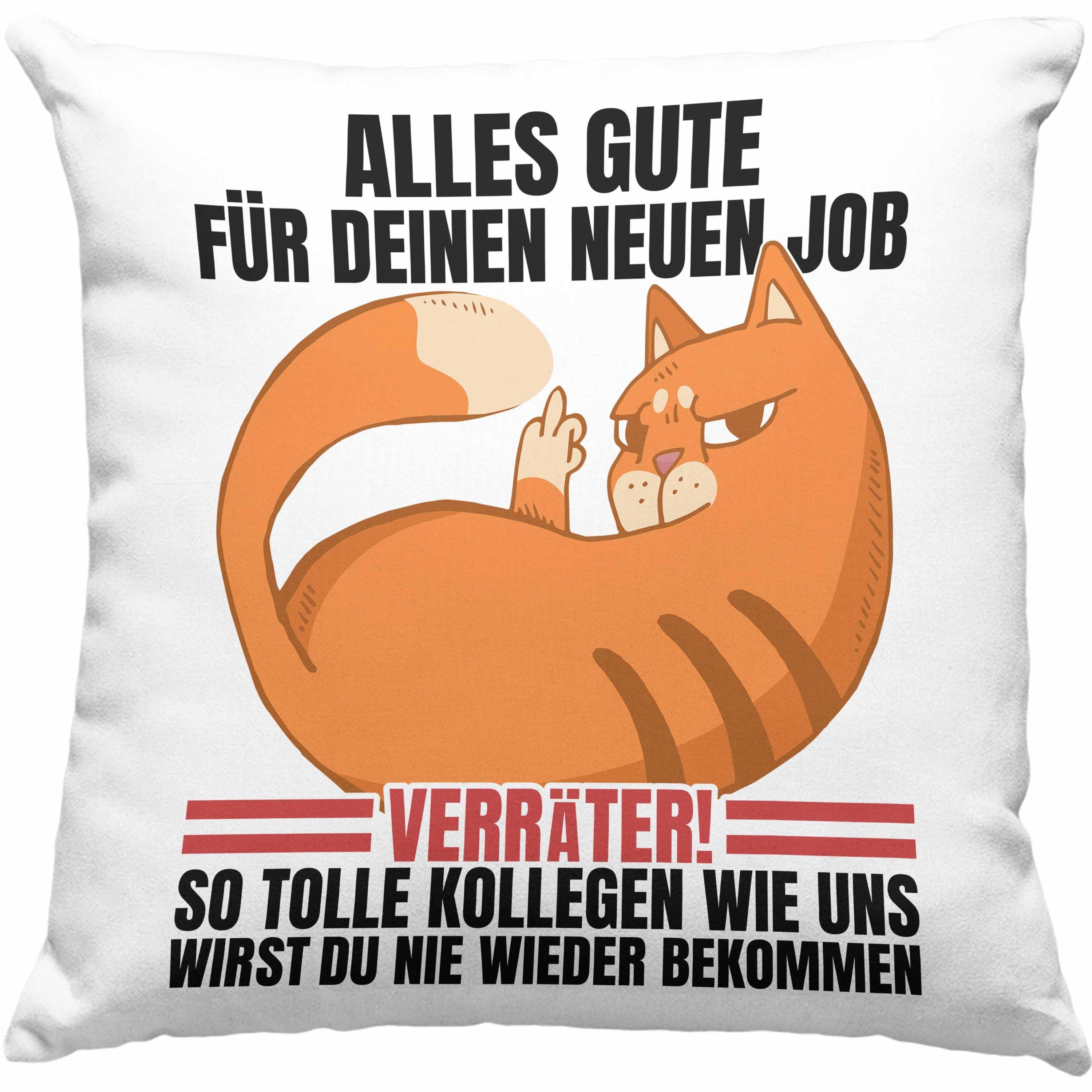 Trendation Dekokissen Trendation - Jobwechsel Kissen Geschenk Neuer Job Abschied Abschiedsgeschenk Kollege Kollegin Alles Gute Für Den Neuen Job Lustig Dekokissen mit Füllung 40x40 Grün