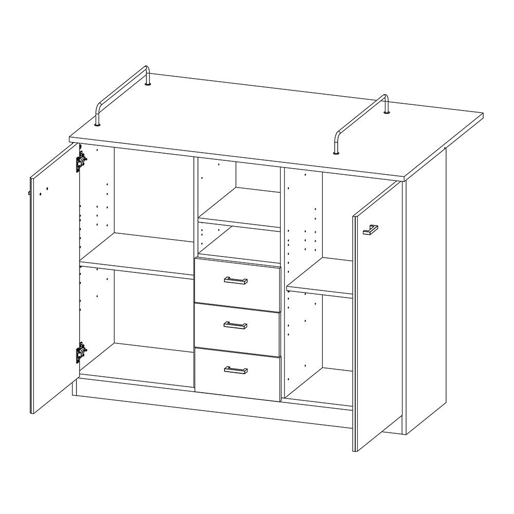 Lomadox Babyzimmer-Komplettset CANTON-43, (4-tlg), in Eiche Nb. mit weiß, abnehmbarer Wickelaufsatz