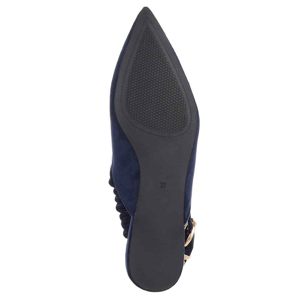 Ital-Design Damen Slingback Schuh flach mit Metallschnalle Schnürpumps (92078985) Flach Schnür- & Riemchenpumps in Dunkelblau