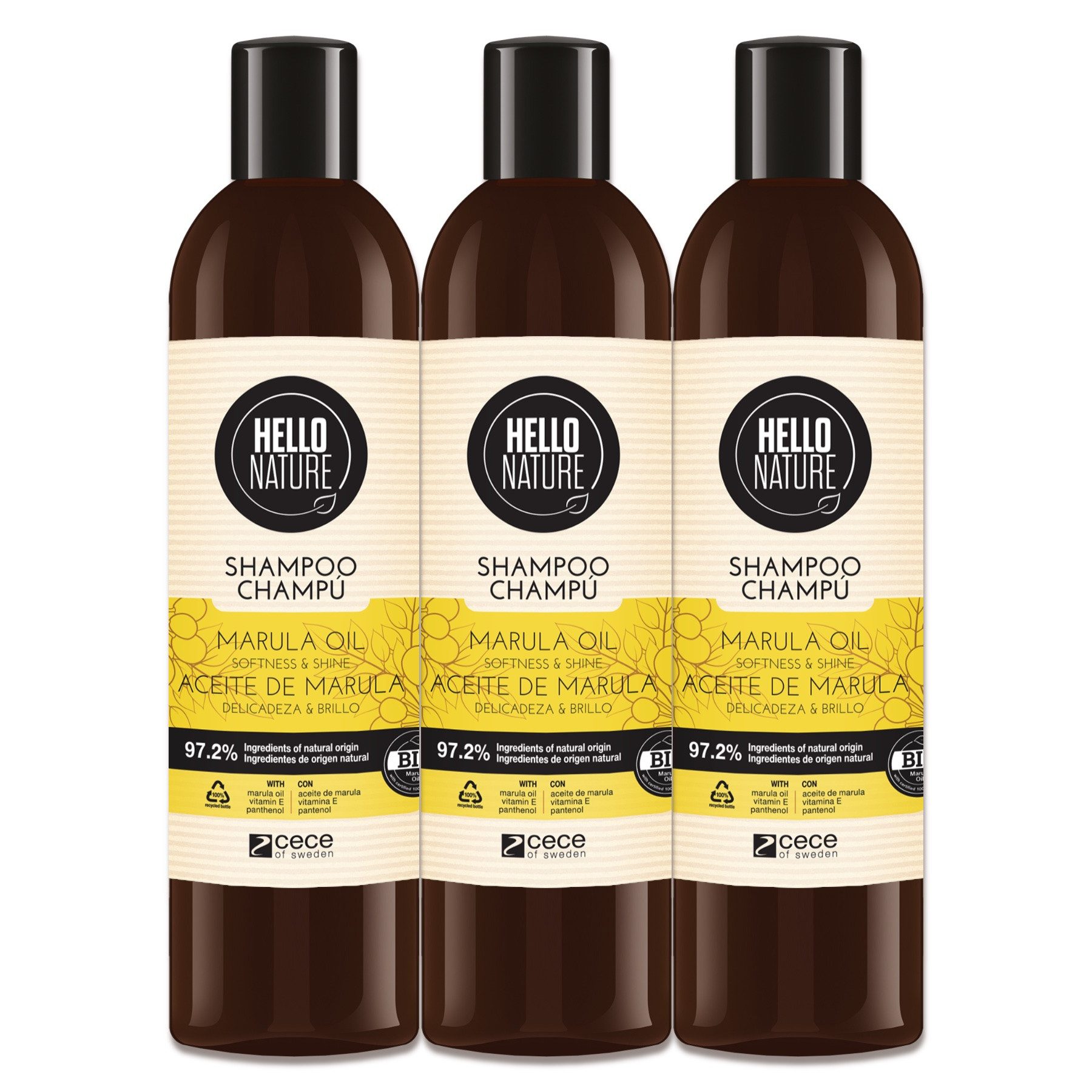 P-Beauty Cosmetic Accessories Haarshampoo Haarpflege Haarschäden Repair Marula Öl Naturkosmetik Hello Nature, 3-tlg., Haarpflege, Haarshampoo, Hello Nature, Shampoo