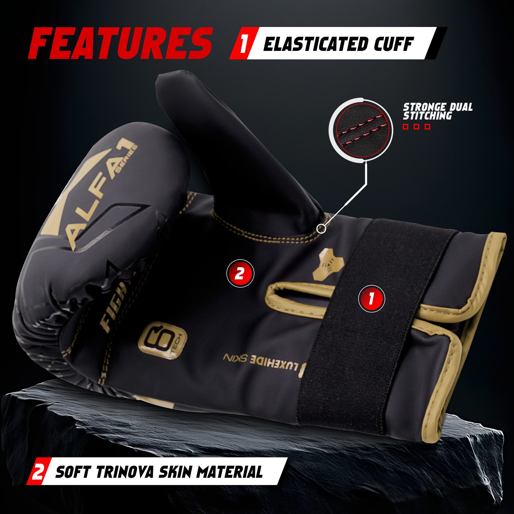 JAG GEARS Boxhandschuhe Boxhandschuhe MMA, Kickboxen, Sparring, Kampfsport Handschuhe (Set, 1x pair Boxing Mitts), Unisex Design • Stabiler Klettverschluss mit Handgelenkstütze