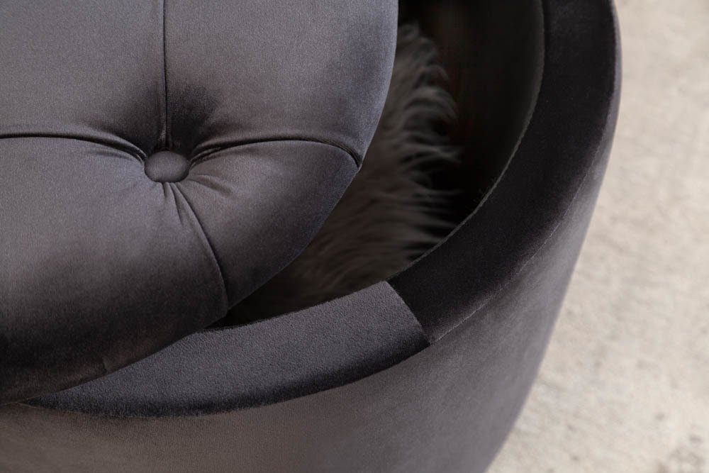 riess-ambiente Hocker MODERN BAROCK 50cm schwarz, Wohnzimmer · Samt · mit Stauraum · Aufbewahrungkorb