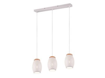 meineWunschleuchte LED Pendelleuchte, LED wechselbar, warmweiß, Esstisch-lampe dreiflammig mit Holz über Kochinsel Kücheninsel, B 70cm