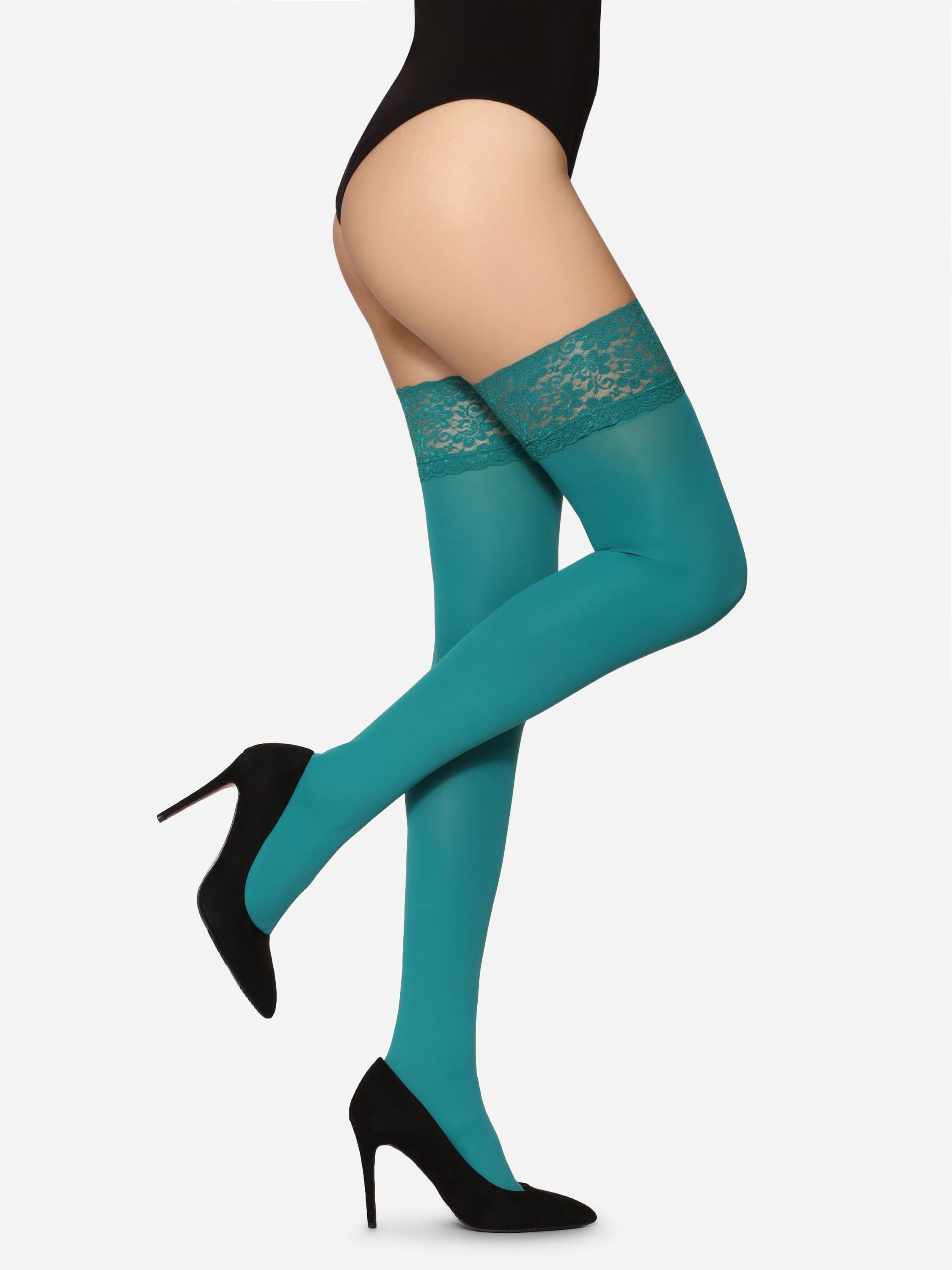 Merry Style Halterlose Strümpfe Damen halterlose Mikrofaser 40 DEN Strümpfe mit Spitze MSSSJ01