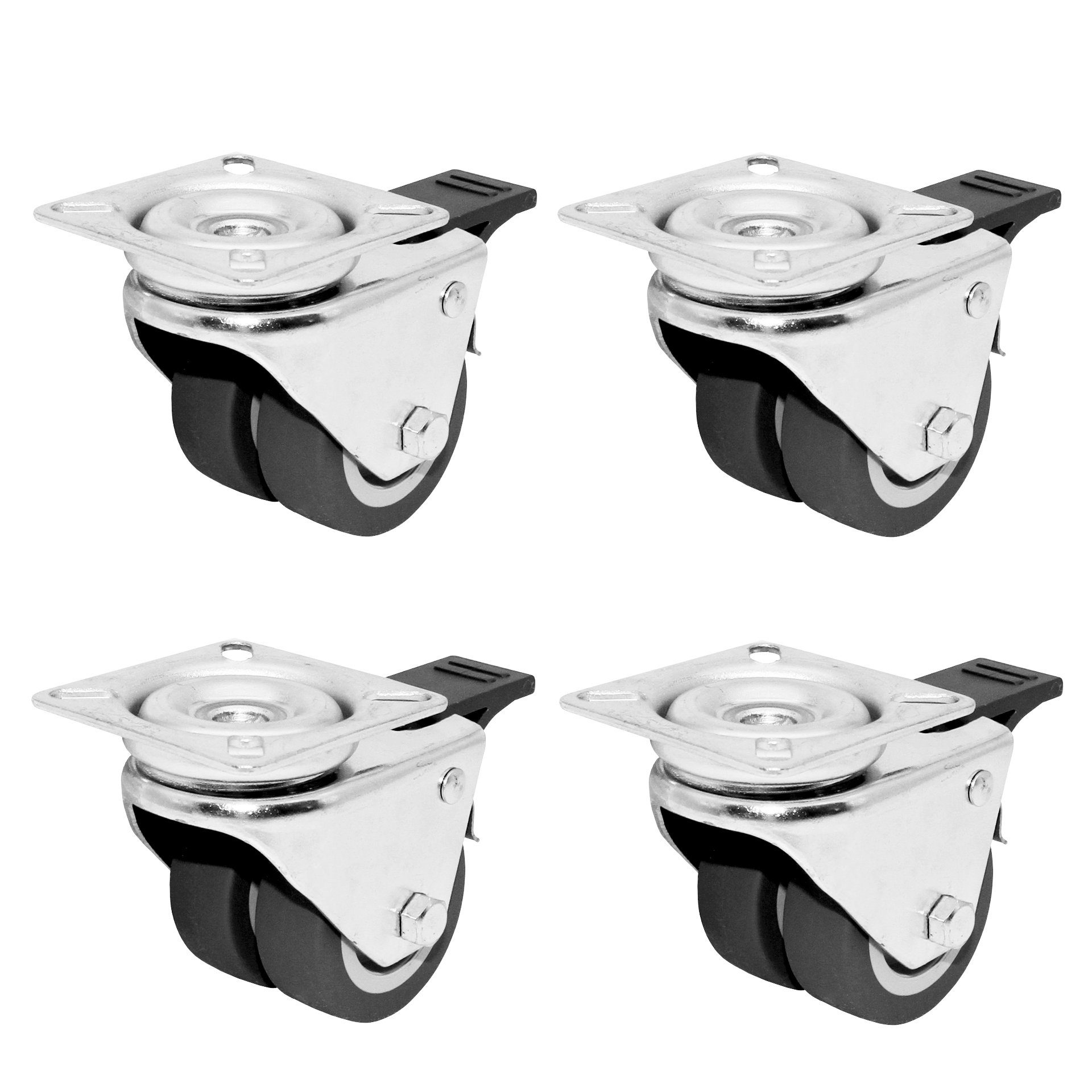 intergrill Möbelrolle 4 Stück Transportrollen 360 Grad lenkbar Fußbremse