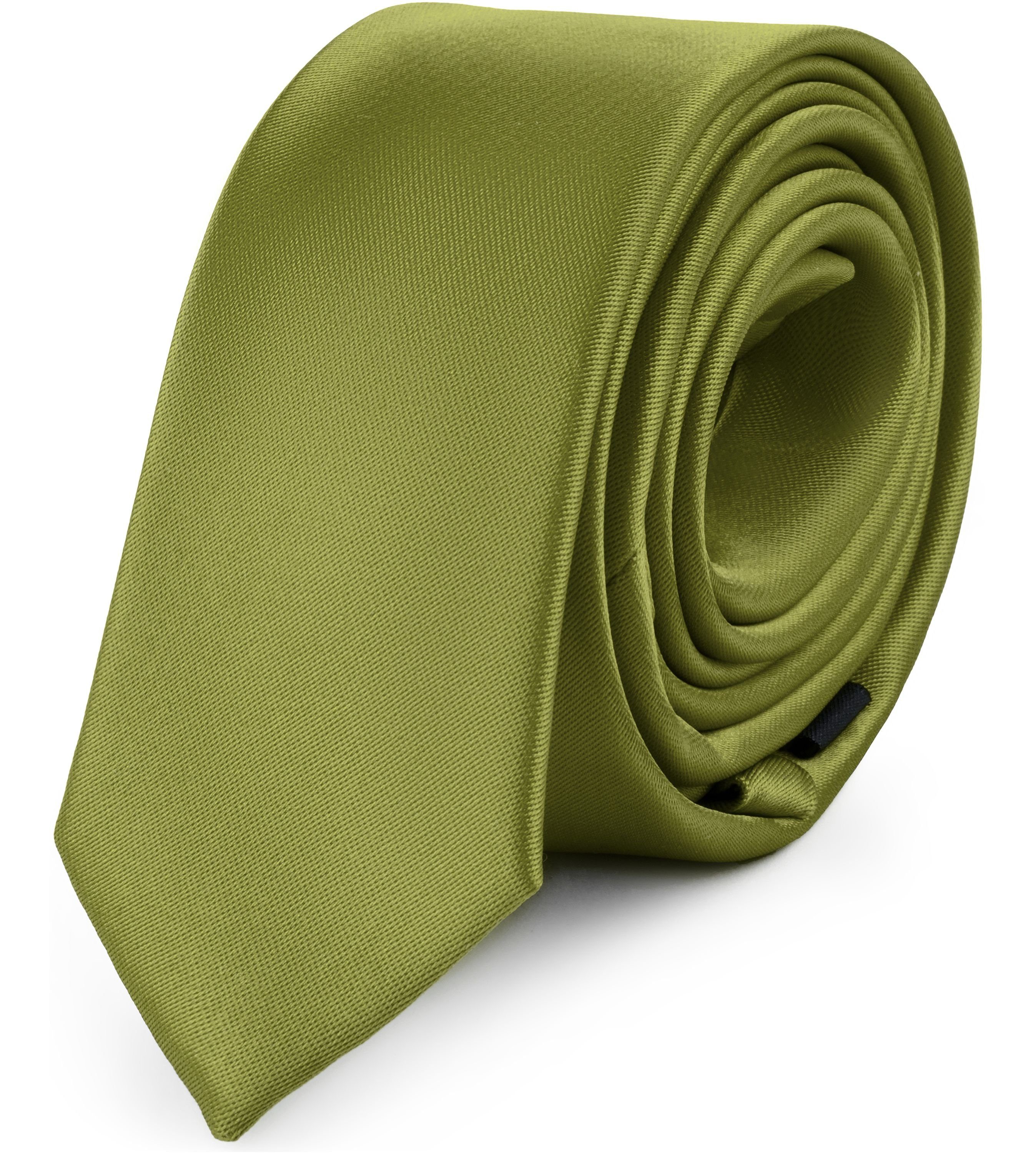 Ladeheid Krawatte Herren Schmale Krawatte SP-5 (150cm x 5cm) (Set, 1-St) Olive