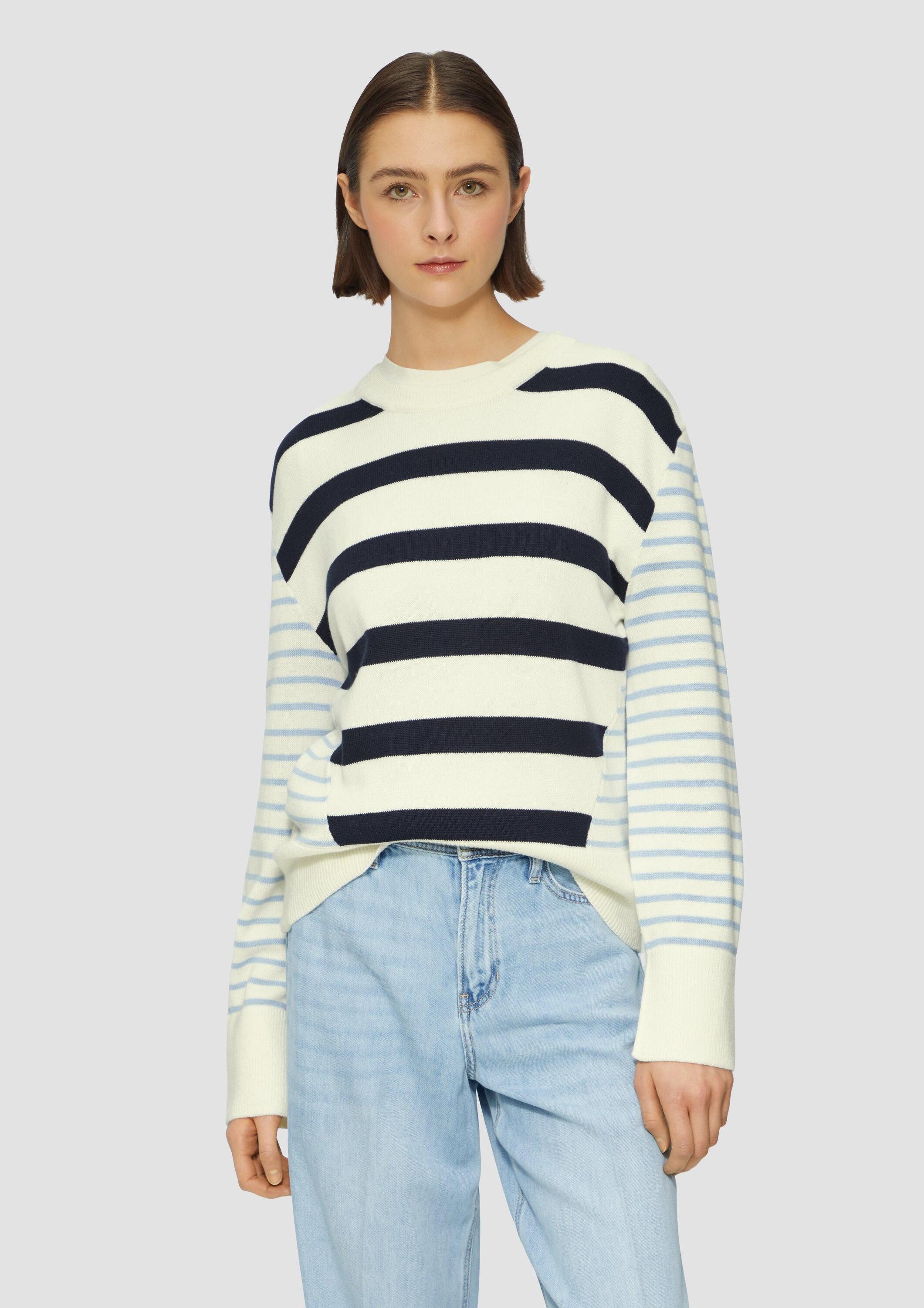 s.Oliver Longpullover Strickpullover Rundhals-Pullover im Streifenmix günstig online kaufen