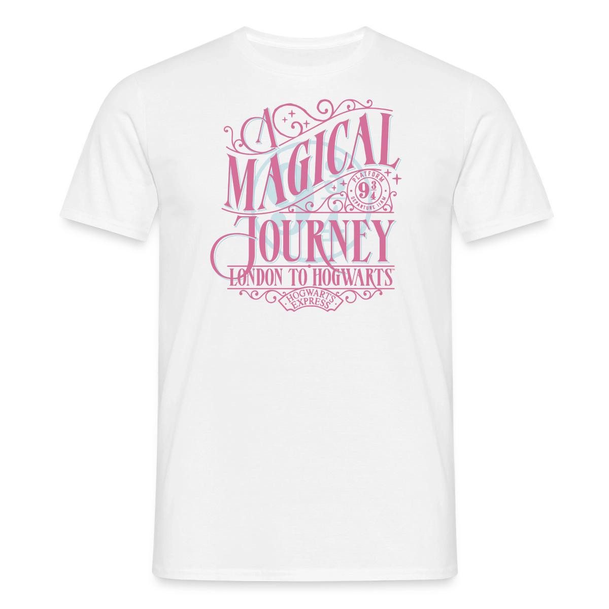 T-Shirt Harry Potter Gleis 9 ¾ Design In Rosa & Blau Männer T-Shirt